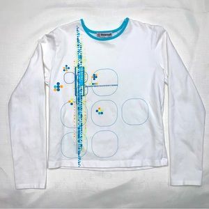 Vintage Classic Basic Long Sleeve Tee Shirt Geometric Pattern Christie Brooks